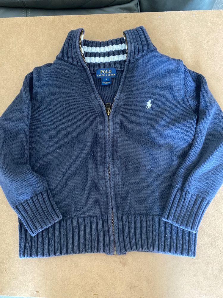 Polo Ralph Lauren Navy Blue Knitted Zip-Up Sweater 5y image 1