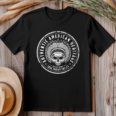Authentic Indian Skull Cowboy Hat T-shirt 1
