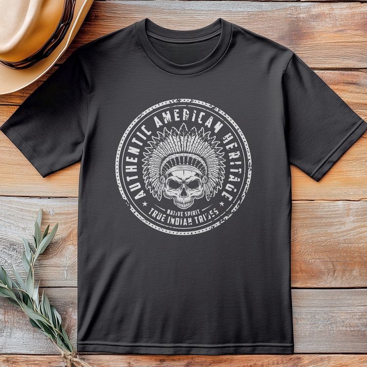 Authentic Indian Skull Cowboy Hat T-shirt 2