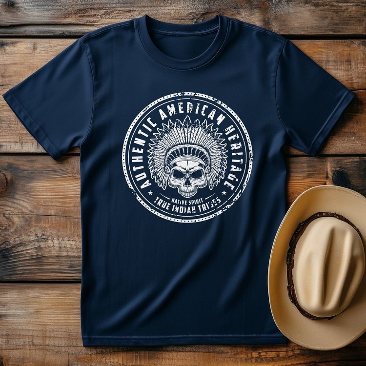 Authentic Indian Skull Cowboy Hat T-shirt 6