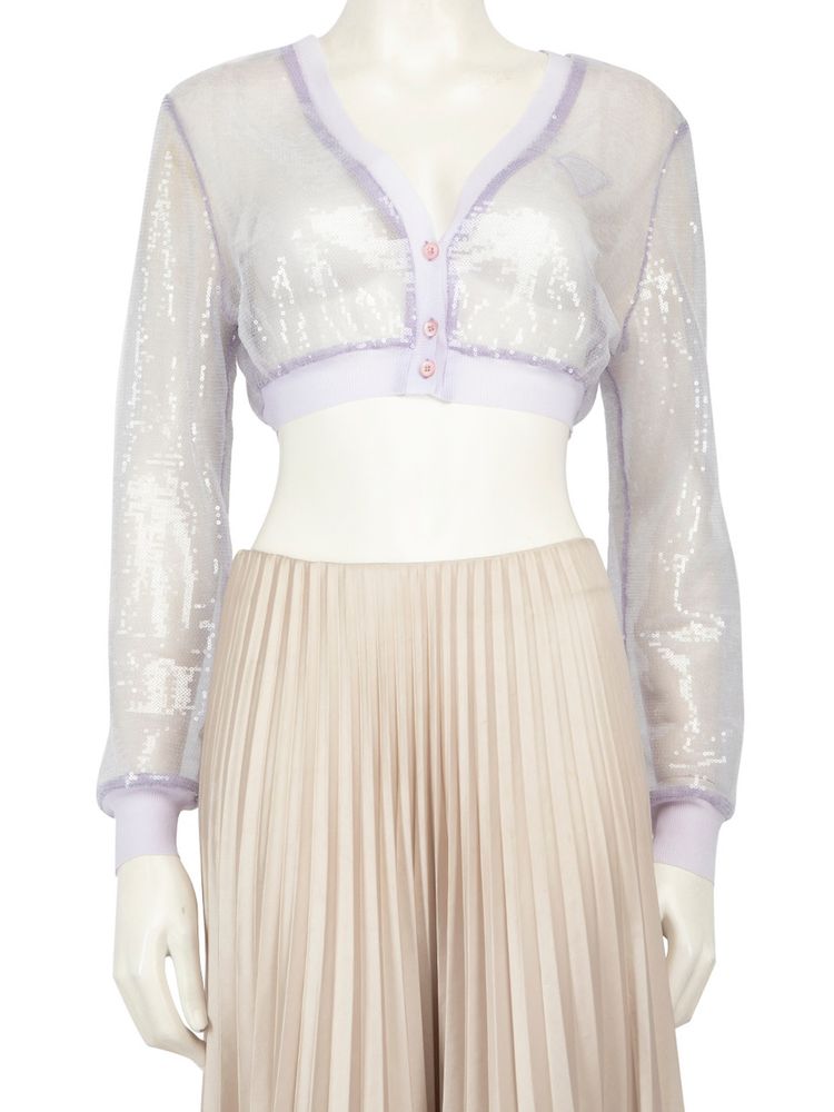 Prada Purple Translucent Sequin Cropped Sheer Cardigan product image