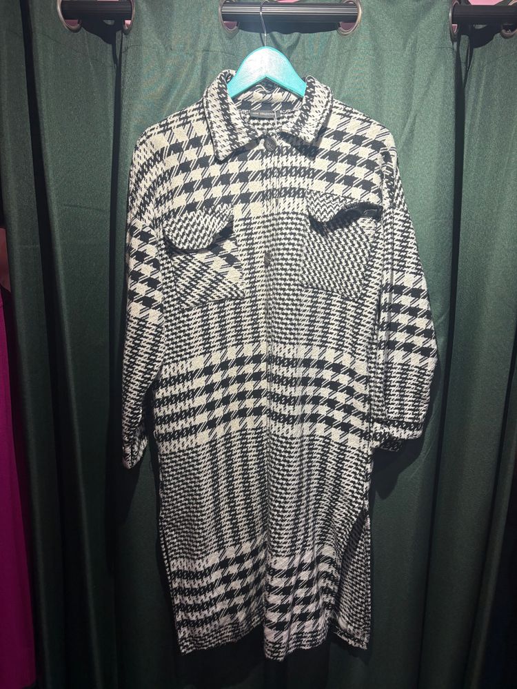 Other Black And White Houndstooth Patterned Long Coat product image
