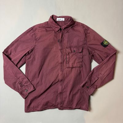 Stone Island Burgundy Cotton Overshirt - XL