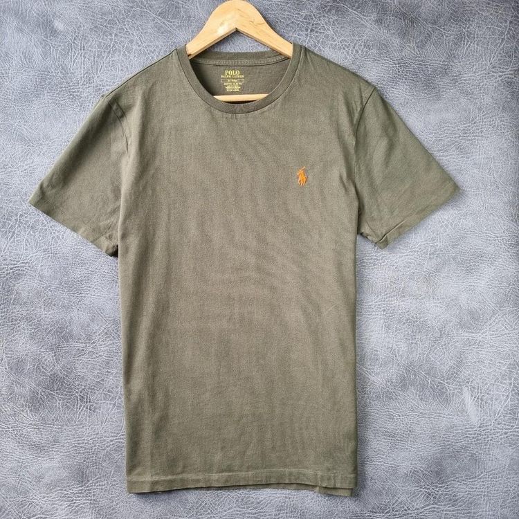 Ralph Lauren Ralph Lauren Mens T Shirt Medium Tee embroidered logo vintage retro top tshirt Khaki Slim Fit product image