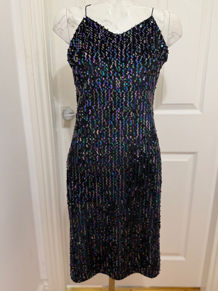 Warehouse Black Sequin Dress