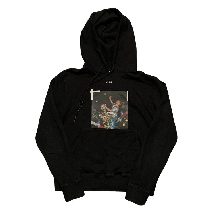 Off White Medium Pascal Arrows Black Hoodie Virgil Abloh Skeleton