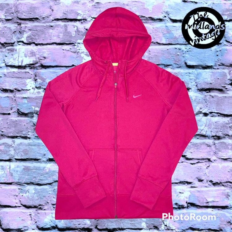 Nike Nike therma fit full zip sportswear hoodie in dark pink with light pink embroidered logo on front product image