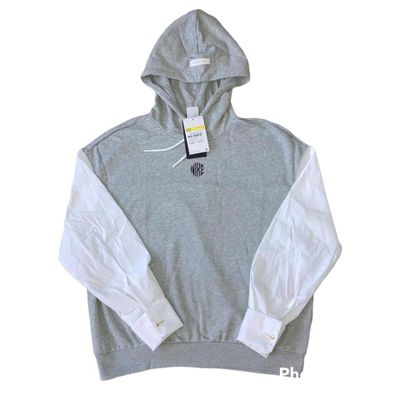 BNWT Nike hoodie in light grey and white with central embroidered spellout Nike embroidered logo on 1