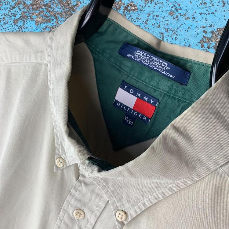 Tommy Hilfiger Embroidered Crest Breast Pocket Shirt Beige XL 2
