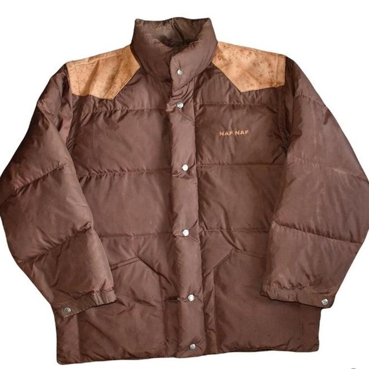 Brown Naf Naf Puffer Jacket with Removable Sleeves