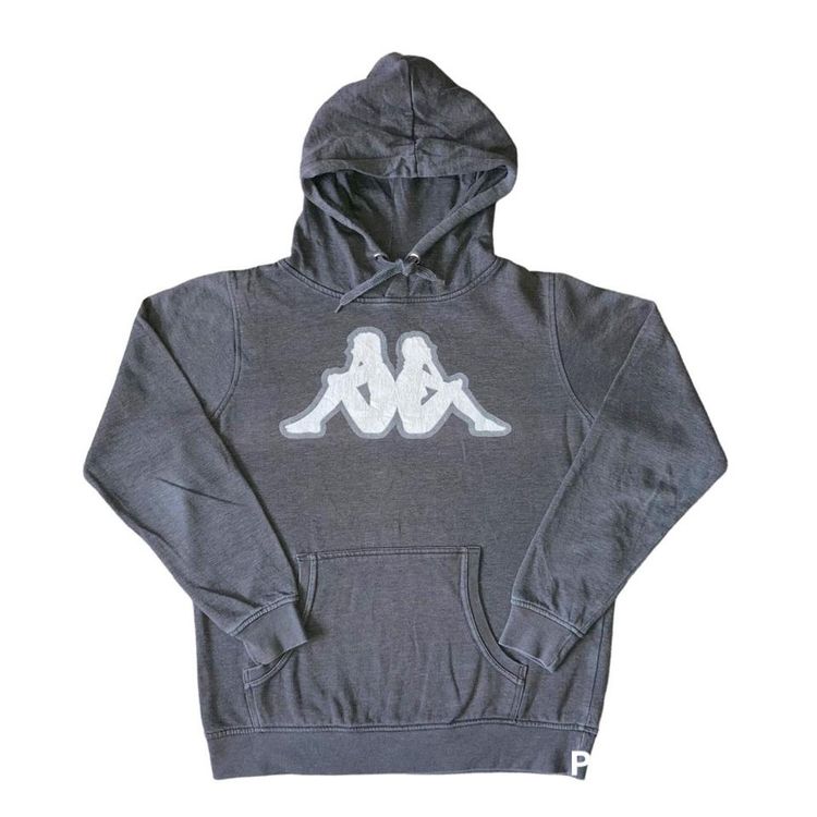 Kappa Vintage Y2K kappa brown / grey hoodie with large graphic logo on front in white product image