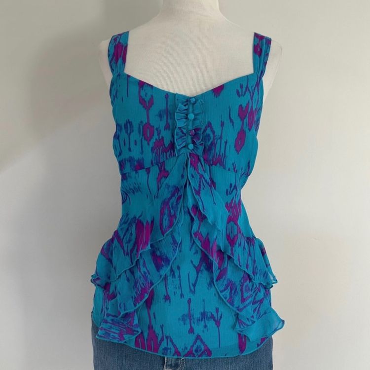 Immagine di Per Una Blue Patterned Sleeveless Top 2
