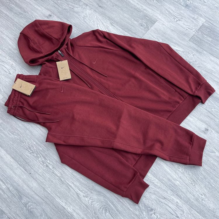 Nike Dri-FIT UV Zip Performance Tracksuit Hoodie Sweatpants Set - Dark Team Red image 1
