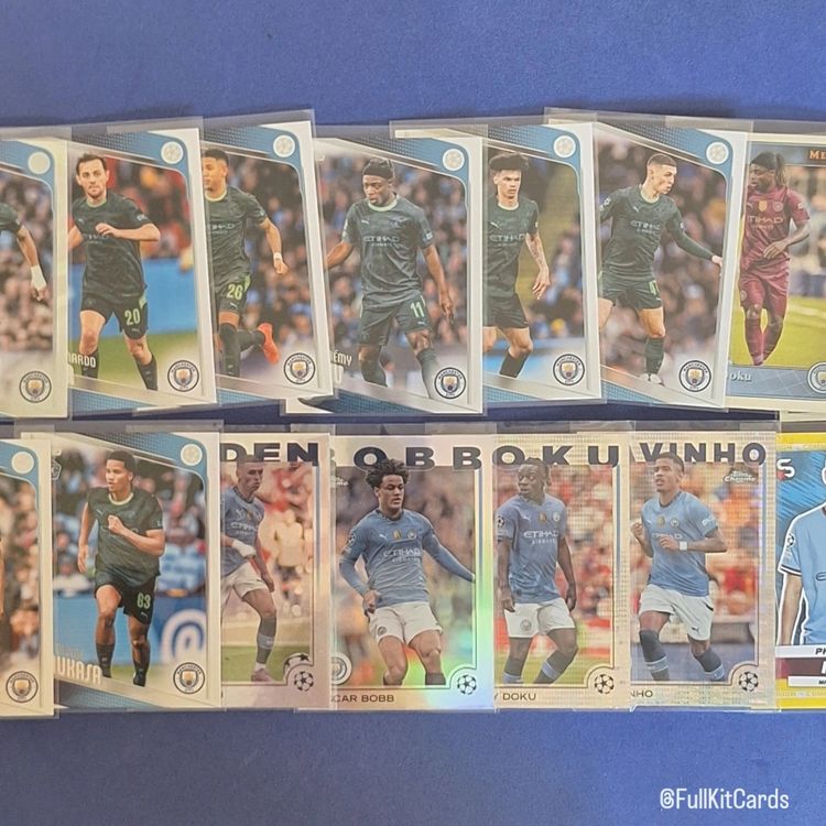 Manchester City 15 Card Bundle Topps Football Cards Foden Doku Marmoush Mint 1