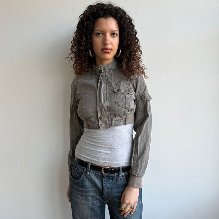 Khaki cargo cropped jacket - Size M