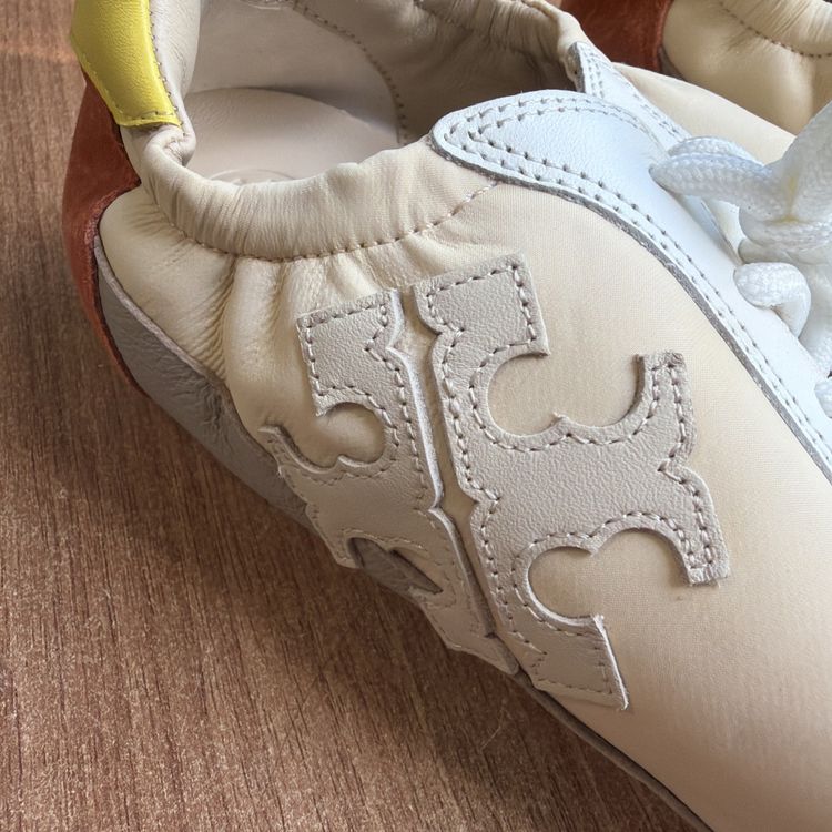 Tory Burch Colour Block Rust Yellow Suede Leather Sneakers Trainers Uk 7 70s image 2