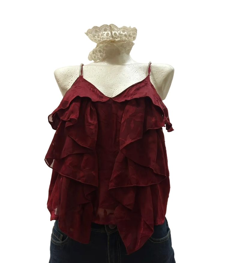 River Island Red Ruffled Camisole Top