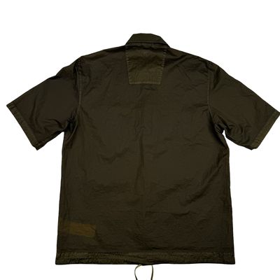 CP Company Khaki Brown Spellout Nylon Short Sleeve Button Shirt - Medium 4