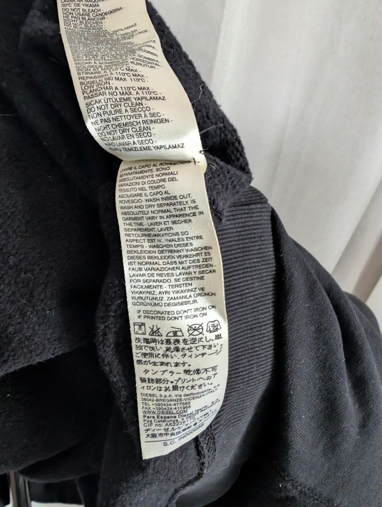 Diesel Black Rose Outline Graphic Sweatshirt Jumper Stud Detail image 8