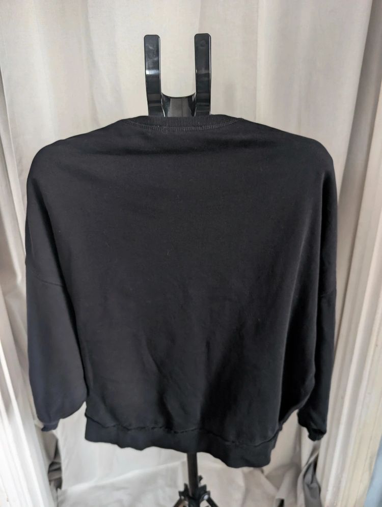 Diesel Black Rose Outline Graphic Sweatshirt Jumper Stud Detail image 9