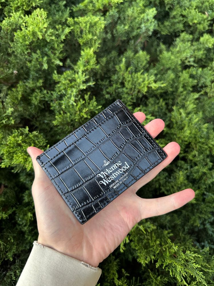 Immagine di Vivienne Westwood Black Crocodile Embossed Leather Card Holder 2