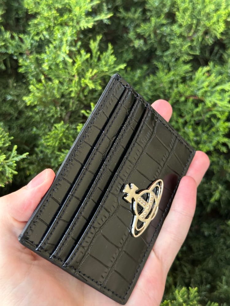 Immagine di Vivienne Westwood Black Crocodile Embossed Leather Card Holder 4