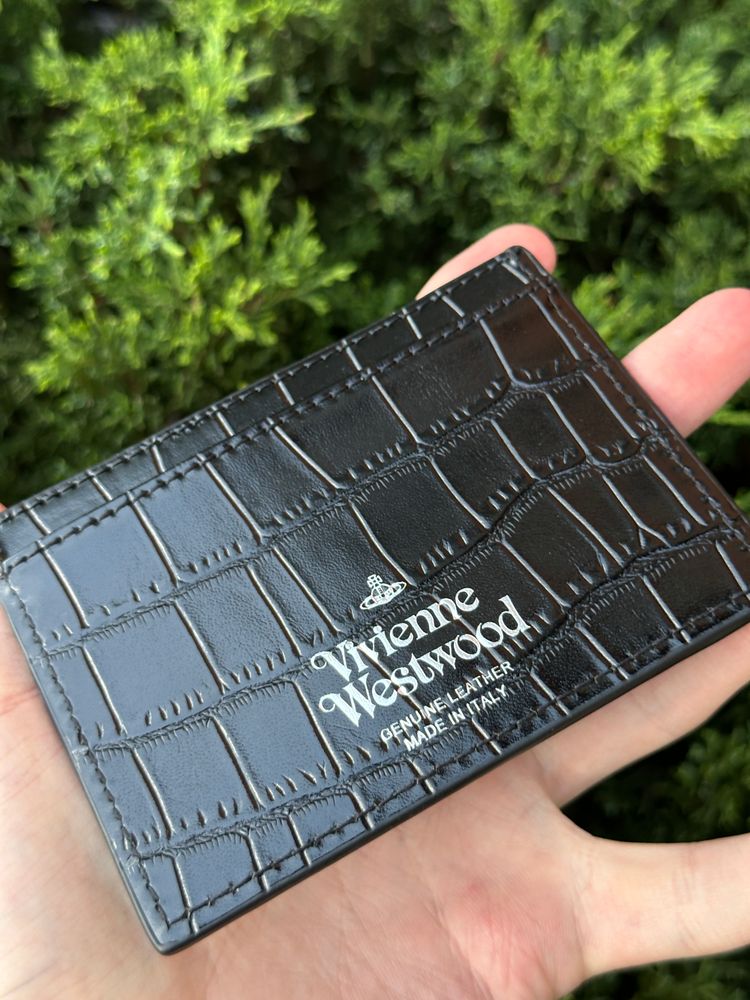 Immagine di Vivienne Westwood Black Crocodile Embossed Leather Card Holder 3