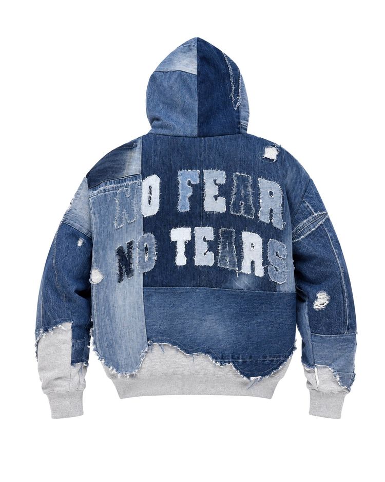 Oversized Denim Zip Hoodie image 2