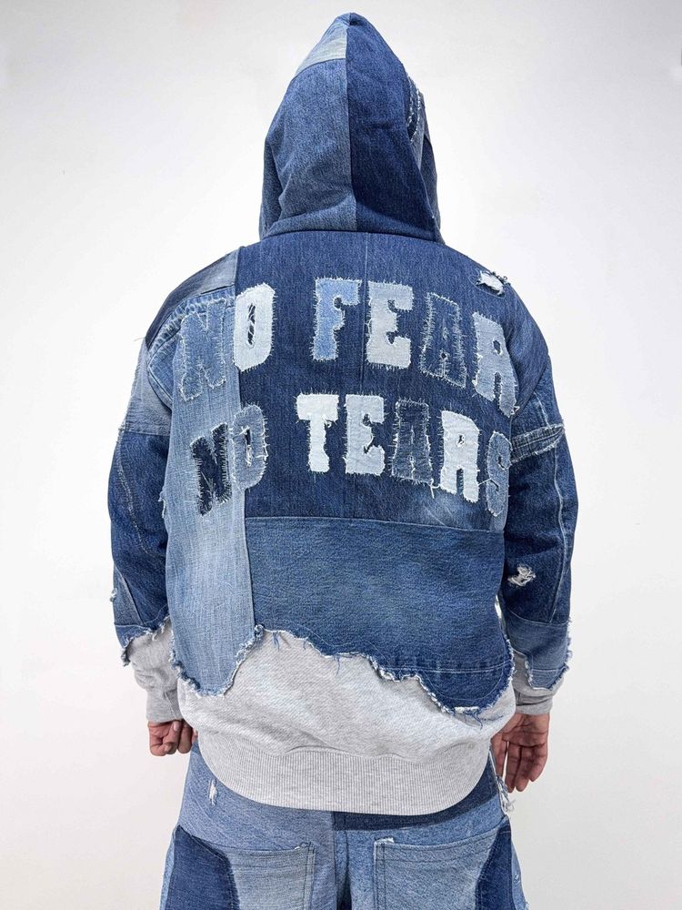 Oversized Denim Zip Hoodie image 3