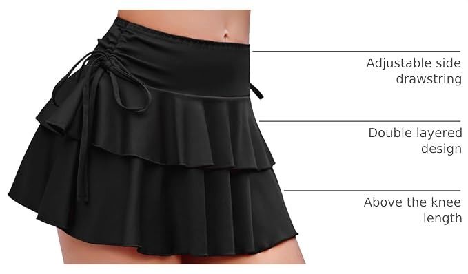Other Black Double Layered Skirt With Adjustable Side Drawstring product image