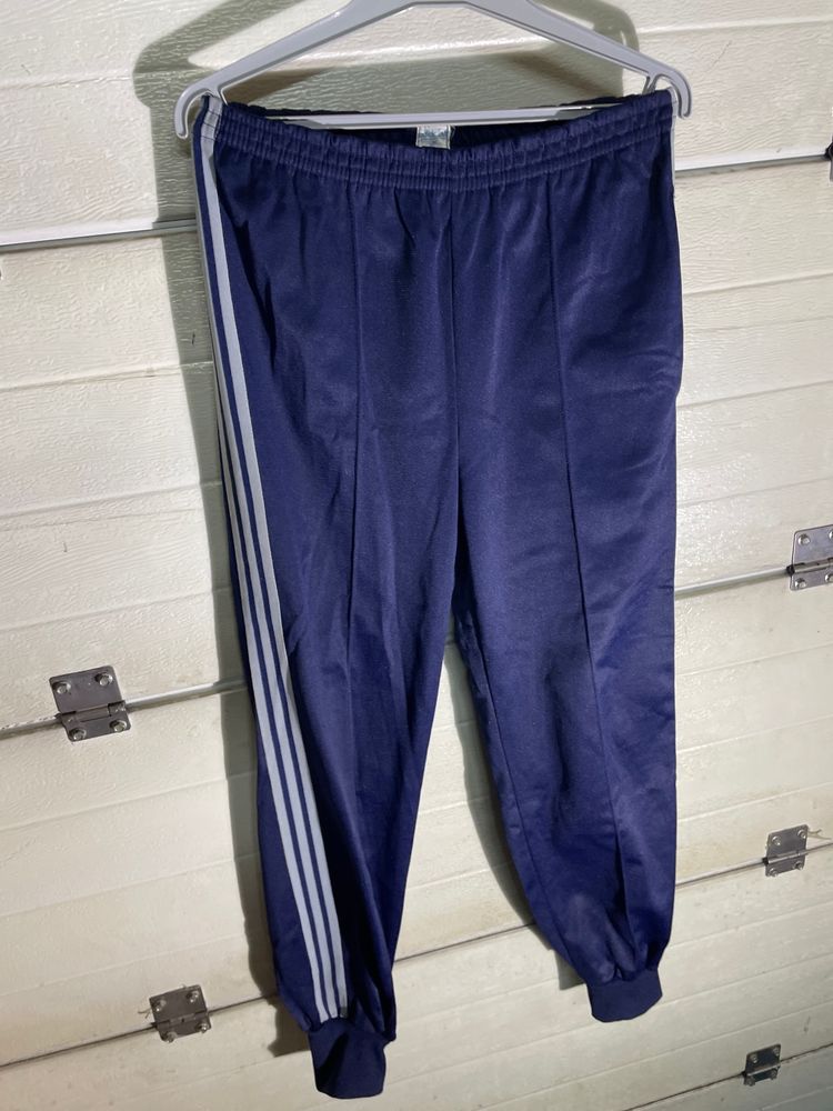 Navy Blue Track Pants With White Side Stripes