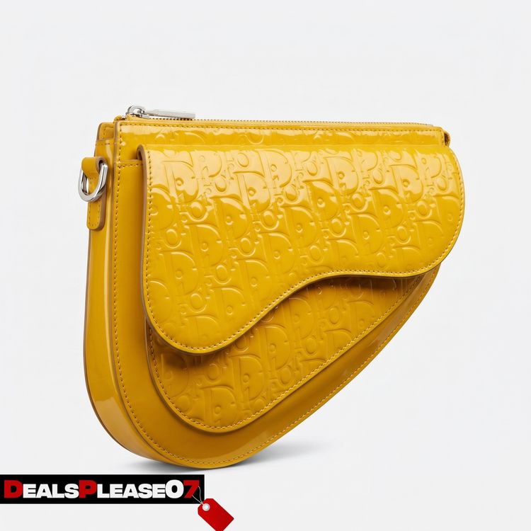 Christian Dior Yellow Embossed Leather Saddle Bag With 2 Detachable Straps RRP £3000