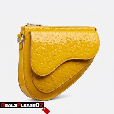 Christian Dior Yellow Embossed Leather Saddle Bag With 2 Detachable Straps RRP £3000