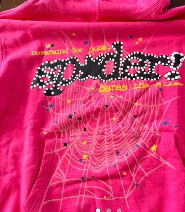 Sp5der Spider Pink Hoodie With Spider Web Design product image