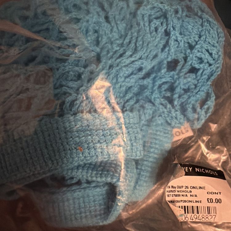 Harvey Nichols Branded Turquoise Blue Small String Bag 70s Retro Style image 2