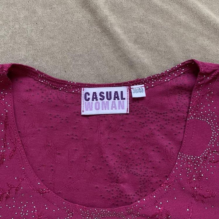 Y2K Burgundy Long Sleeve Sparkly Top imagen 4