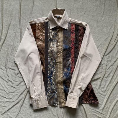 Vintage Boho Velour Patchwork Shirt