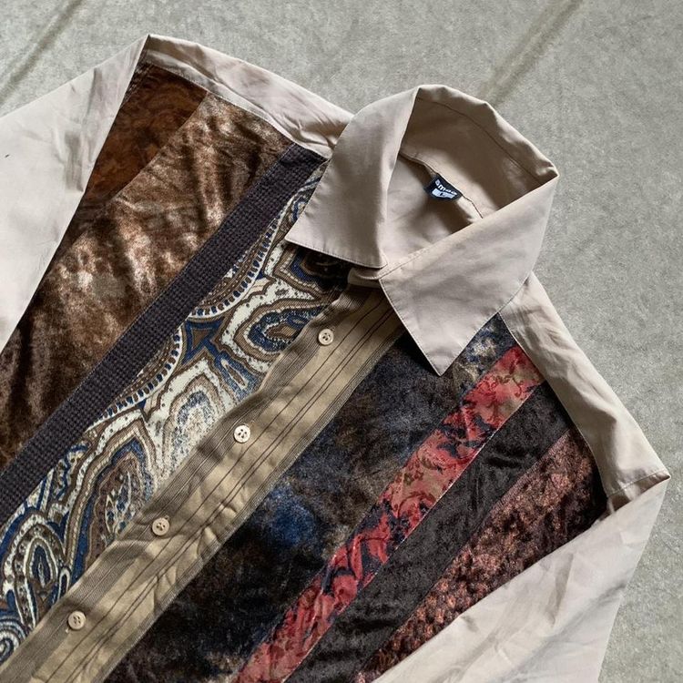 Vintage Boho Velour Patchwork Shirt image 4
