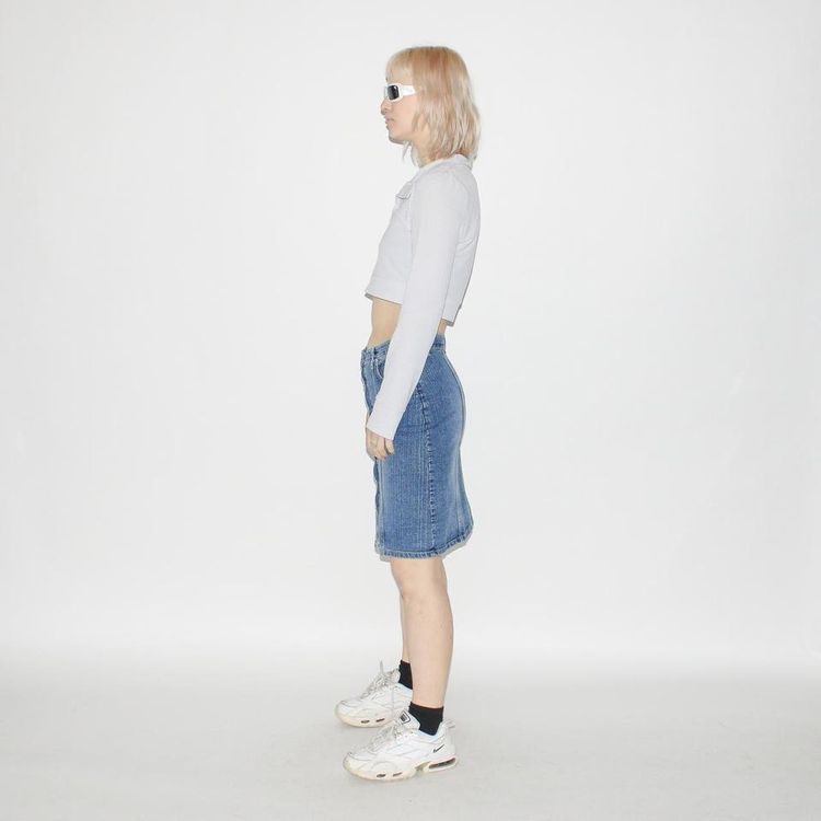 Vintage Y2K button denim midi skirt in blue 2