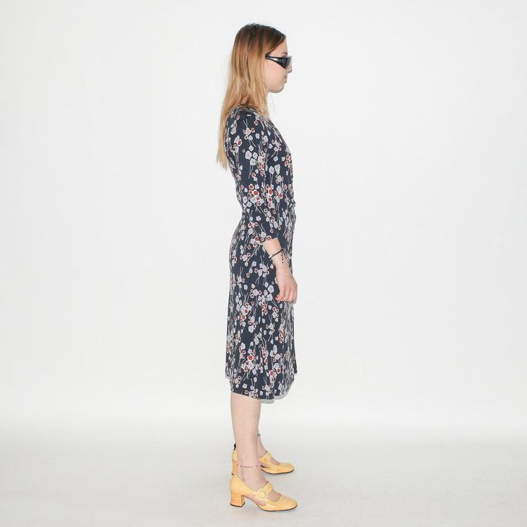 Vintage 90s floral print summer midi dress in black image 4