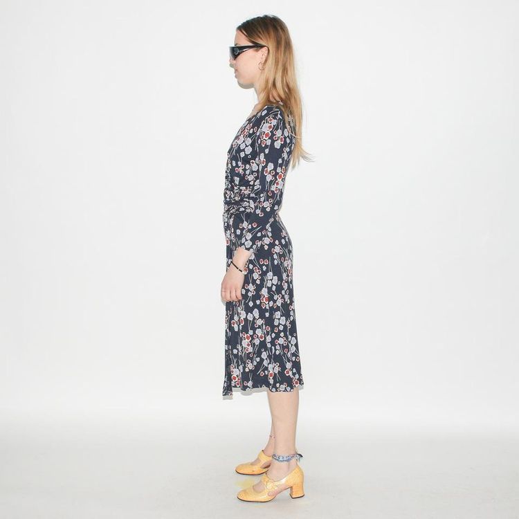 Vintage 90s floral print summer midi dress in black image 2
