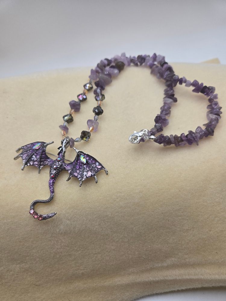 Purple Dragon Pendant Necklace image 1