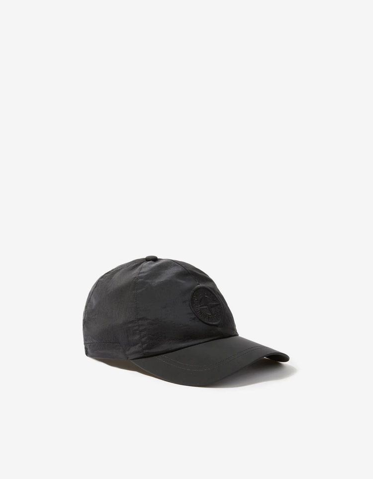 Stone Island Black Nylon Metal Cap image 1