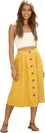Yellow Button-Front Midi Skirt image 2