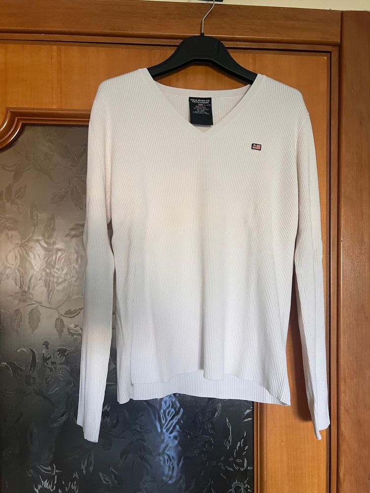 RLX Ralph Lauren Polo Jeans Co. Ralph Lauren white ribbed V-neck sweater product image