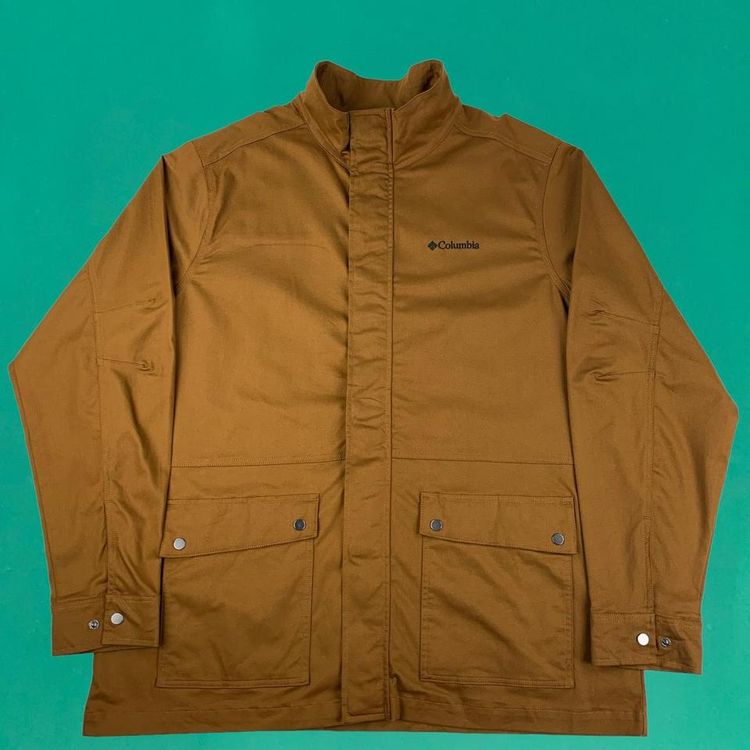 Columbia Sportswear Columbia Canvas Full Zip Work Utility Jacket Cargo Pockets Embroidered Brown XXL product image