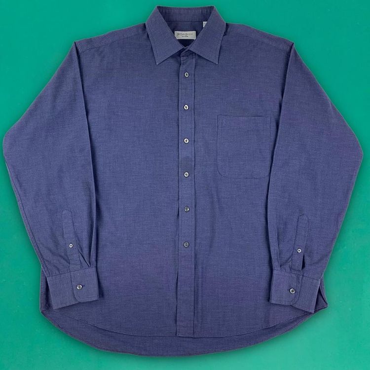 Yves Saint Laurent Yves Saint Laurent YSL Designer Long Sleeve Shirt Breast Pocket Logo Purple XXL product image