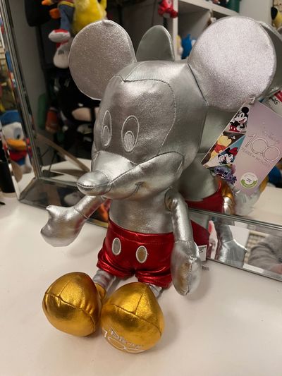 Silver Mickey Mouse Plush Toy 100 year old