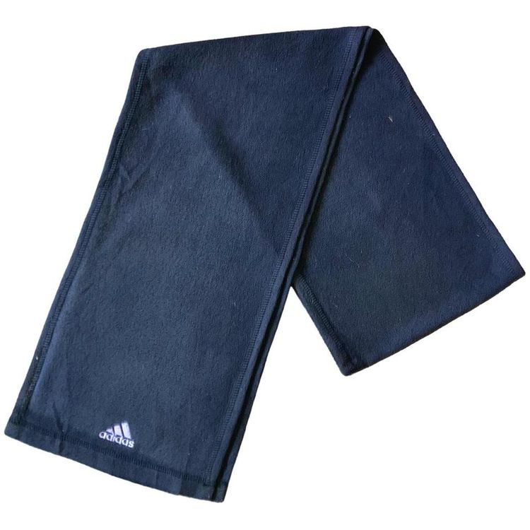 Adidas black and pink scarf with fully embroidered spellout logo on front
