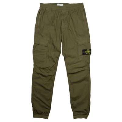 S/S 21 Stone Island Stretch Cotton Cargo Trousers - 32 RE-T - Khaki
